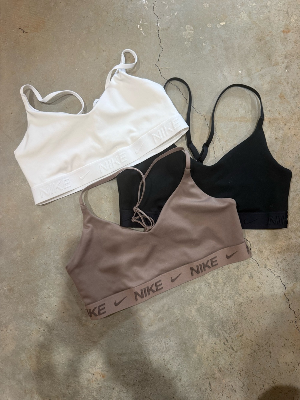 Nike Bralette Trio — White, Black, Taupe